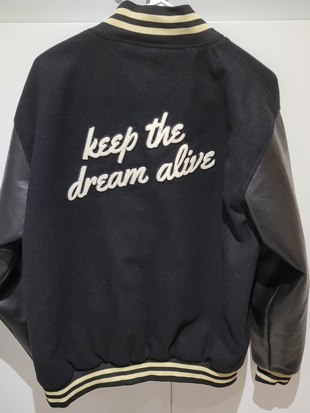 LUG Varsity Jacket 'keep the dream alive' Leather/Quilted Satin Interior, Large